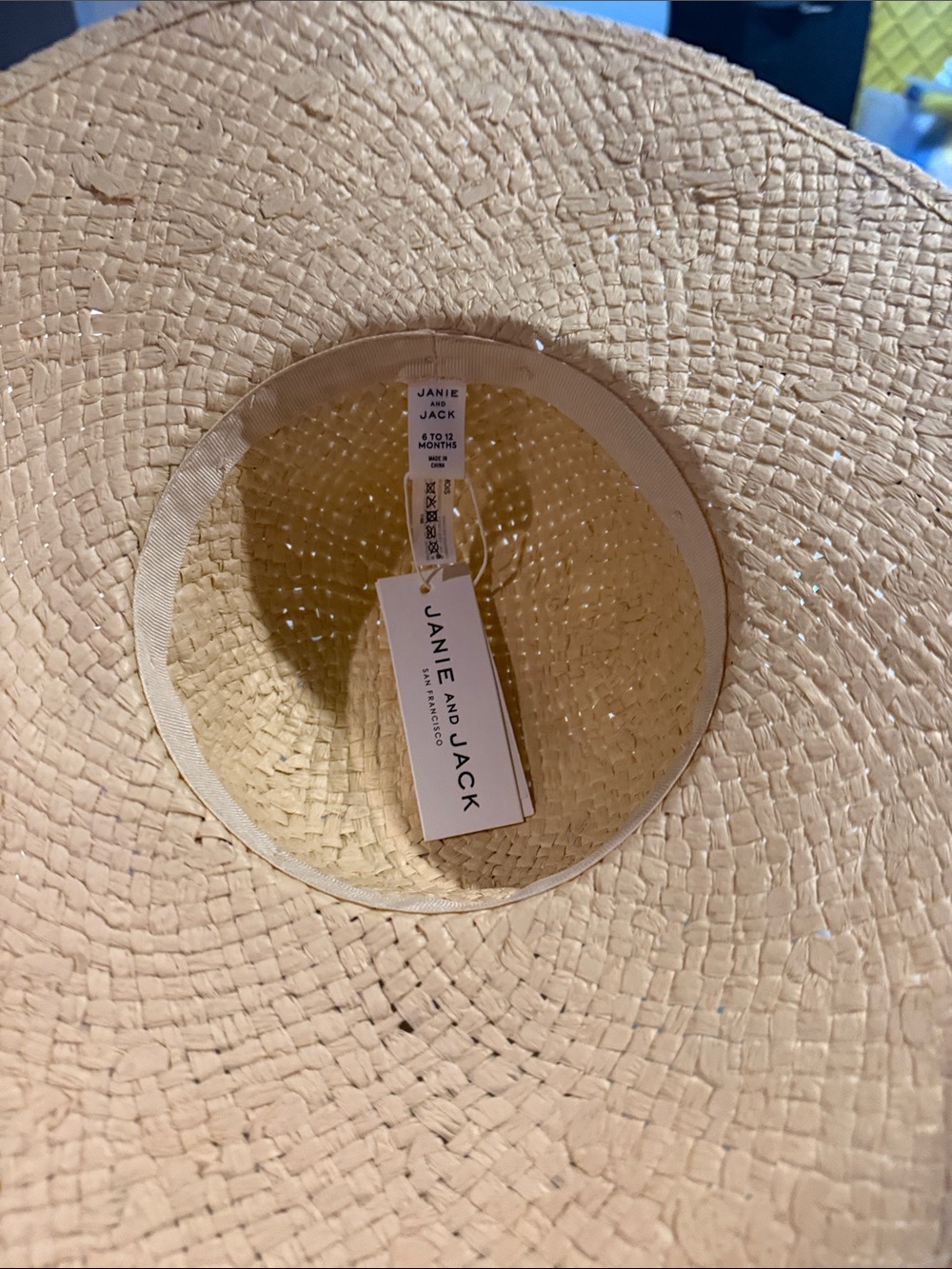 Janie and Jack Straw Sun Hat with Green and White Flower Band - Picture 2 of 2